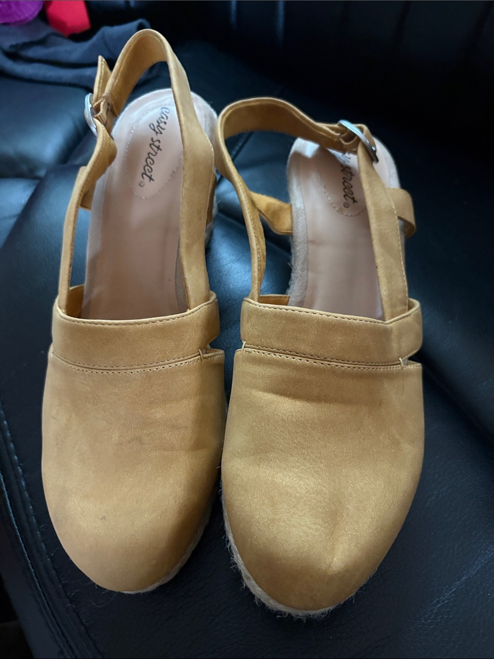 Mustard Wedge Slingback Espadrilles - Women - Picture 2 of 4